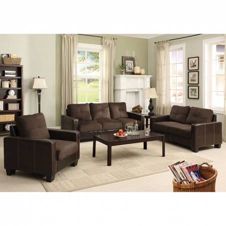 LAVERNE 3 Pc. Set SOFA + LOVE SEAT + CHAIR IN CHOCOLATE